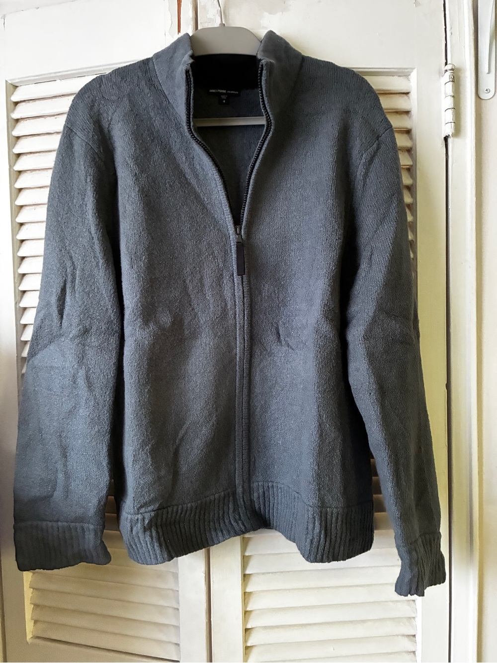 James Perse Men's Charcoal Full-Zip Knit Sweater